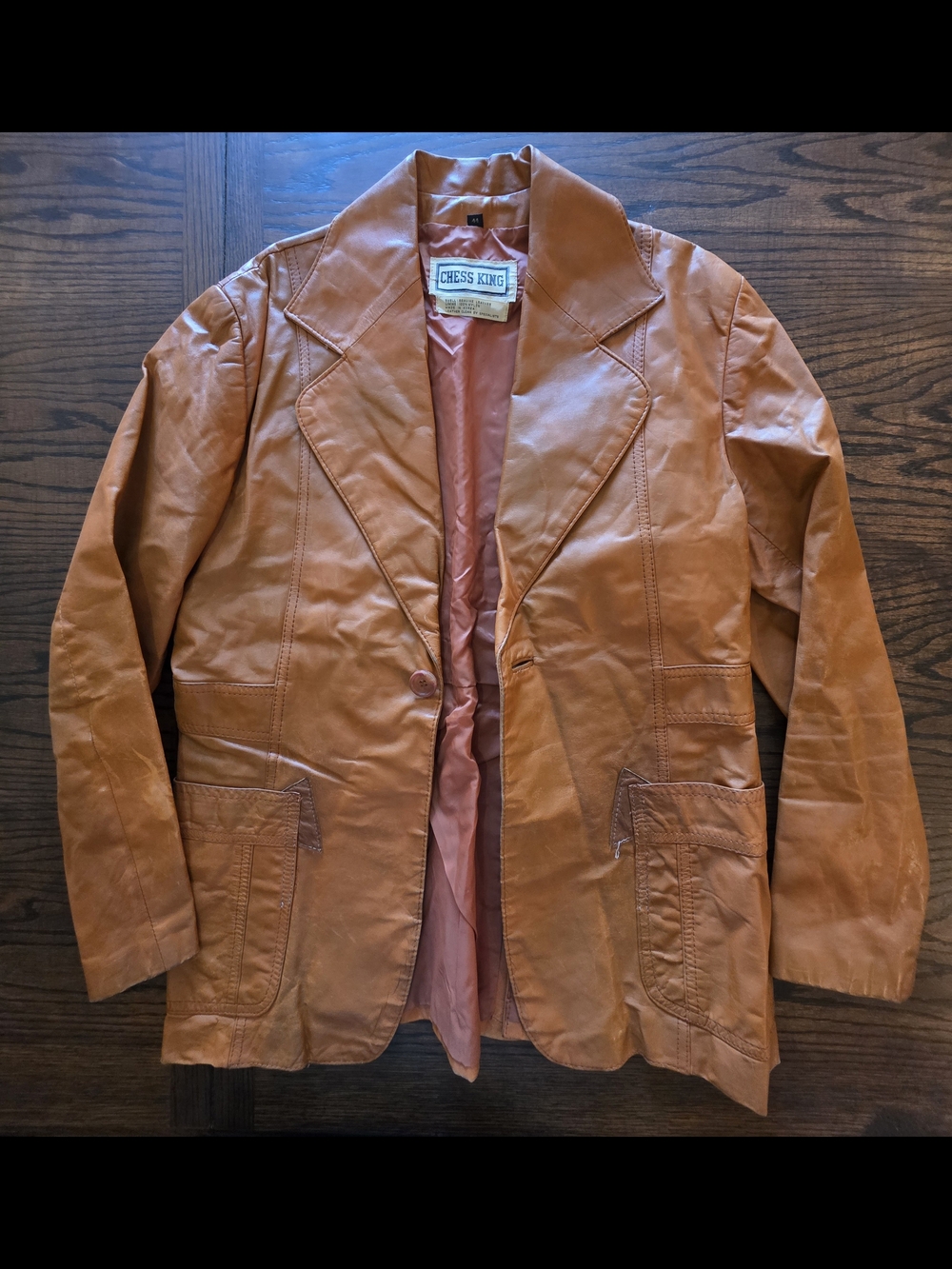 Men's Vintage CHESS KING Leather Blazer Jacket